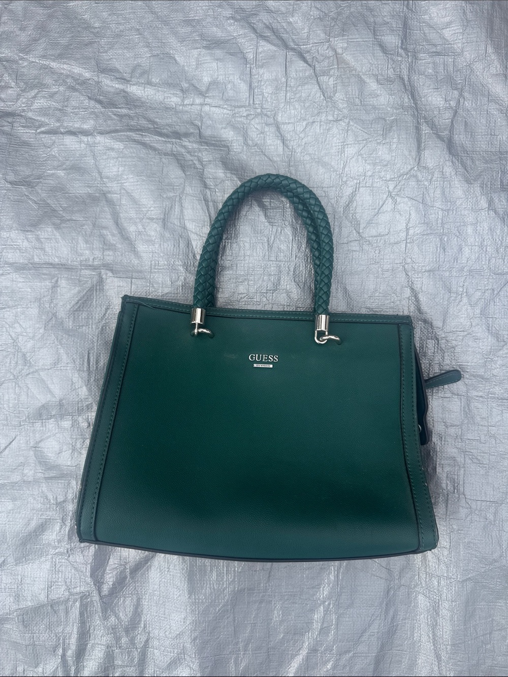 GUESS Emerald Green Braided-Handle Satchel